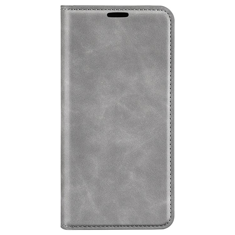 For OnePlus 11 5G Skin-touch Feeling Magnetic Auto-absorbed Wallet Case Fully Wrapped PU Leather Stand Flip Phone Cover - Grey