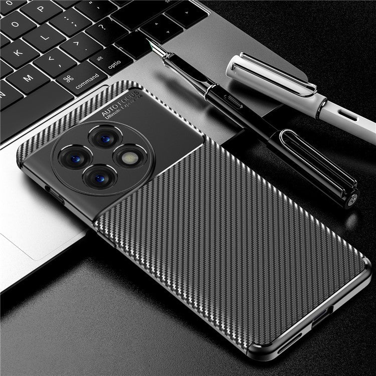 For OnePlus 11 5G Carbon Fiber Texture Phone Case Anti-drop Protection Flexible TPU Cover