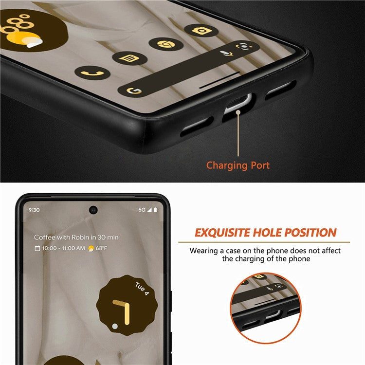 For Google Pixel 7a 5G Carbon Fiber Texture Phone Back Case PU Leather Coated PC+TPU Shockproof Cover - Green
