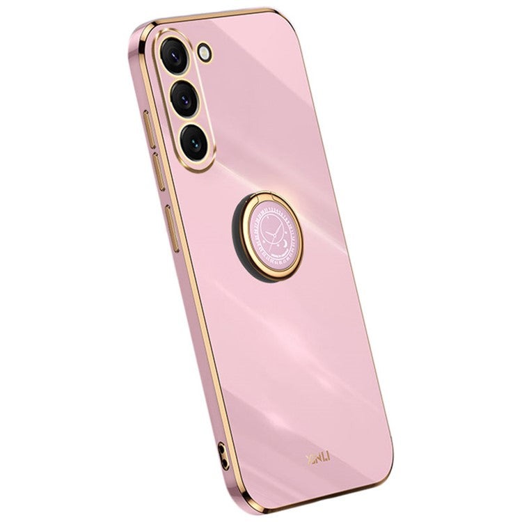 XINLI For Samsung Galaxy S22 5G Shockproof Non-slip Phone Case Electroplating Slim Phone Cover Kickstand - Purple