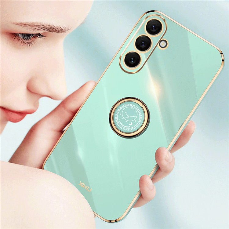 XINLI For Samsung Galaxy A54 5G Drop-proof Protective Phone Cover Electroplating Slim Mobile Phone Case Kickstand - Red