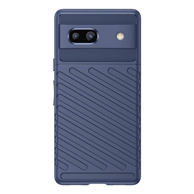 Drop-proof TPU Phone Case For Google Pixel 7a, Thunder Series Thickened Twill Texture Anti-Slip Phone Cover - Blue