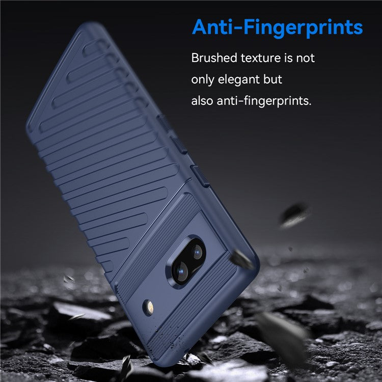 Drop-proof TPU Phone Case For Google Pixel 7a, Thunder Series Thickened Twill Texture Anti-Slip Phone Cover - Blue