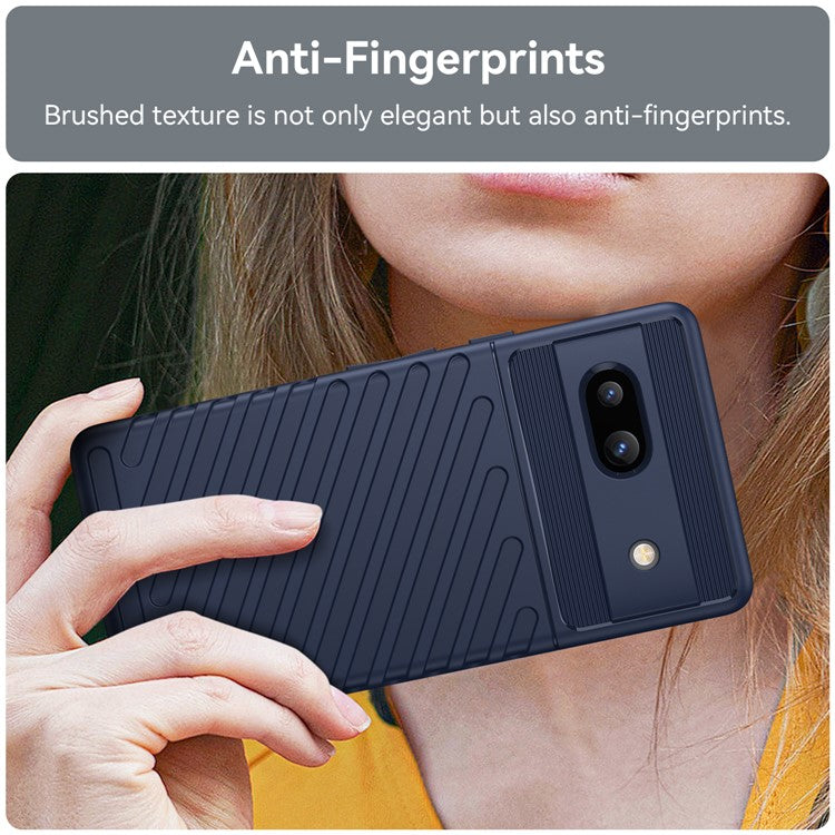 Drop-proof TPU Phone Case For Google Pixel 7a, Thunder Series Thickened Twill Texture Anti-Slip Phone Cover - Blue