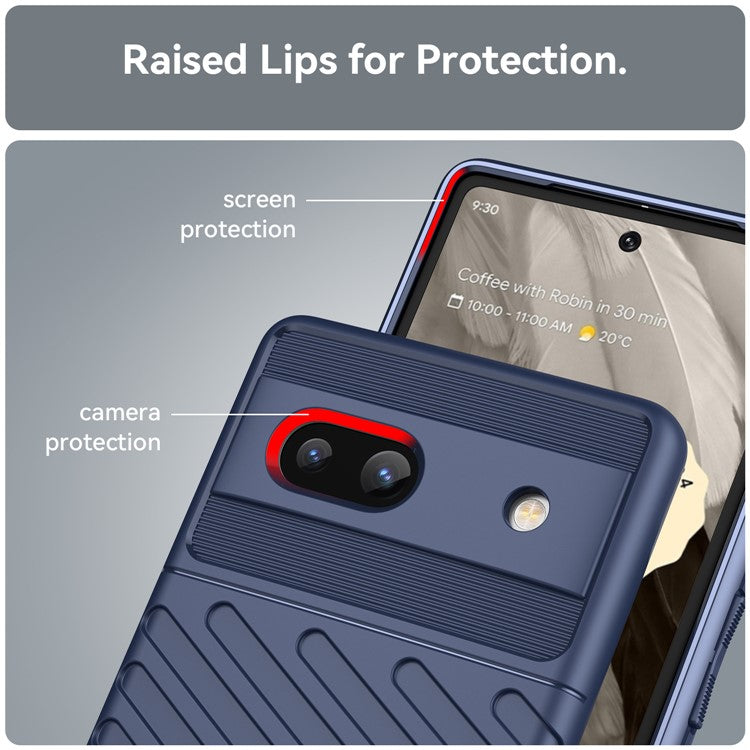 Drop-proof TPU Phone Case For Google Pixel 7a, Thunder Series Thickened Twill Texture Anti-Slip Phone Cover - Blue