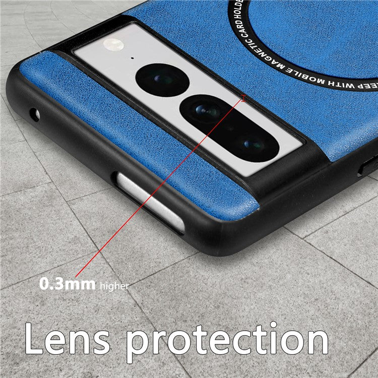 Leather Coated PC+TPU Case Compatible with MagSafe for Google Pixel 7 Pro 5G Phone Cover - Black