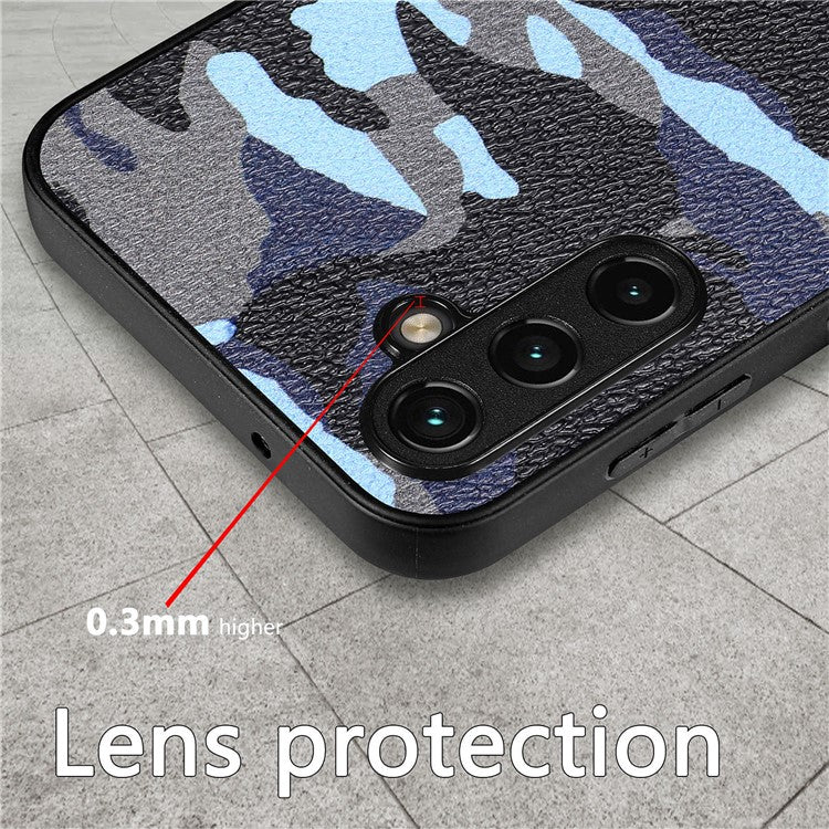 For Samsung Galaxy A54 5G Camouflage Pattern Phone Cover PU Leather+PC+TPU Anti-drop Case - Green