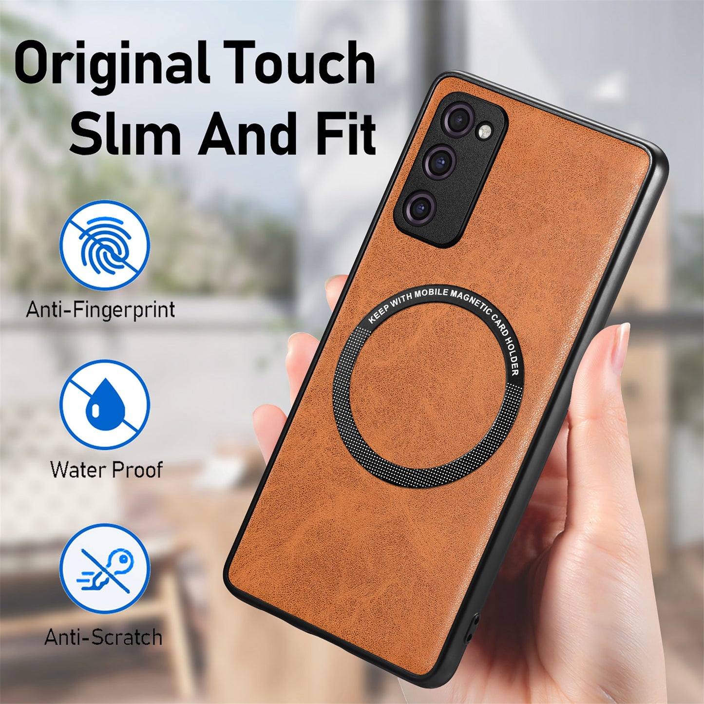 For Samsung Galaxy S20 FE 5G / S20 FE / S20 FE 2022 / S20 Lite Phone Case Compatible with MagSafe Leather Coated PC+TPU Cover - Green