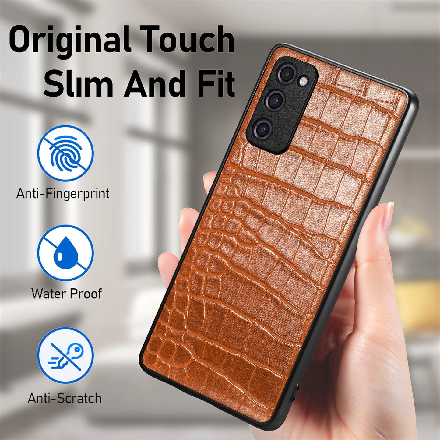 For Samsung Galaxy S20 FE 5G / S20 FE 4G / S20 FE 2022 / S20 Lite Precise Cutout Phone Case Crocodile Texture PU Leather Coated TPU Cover - Black