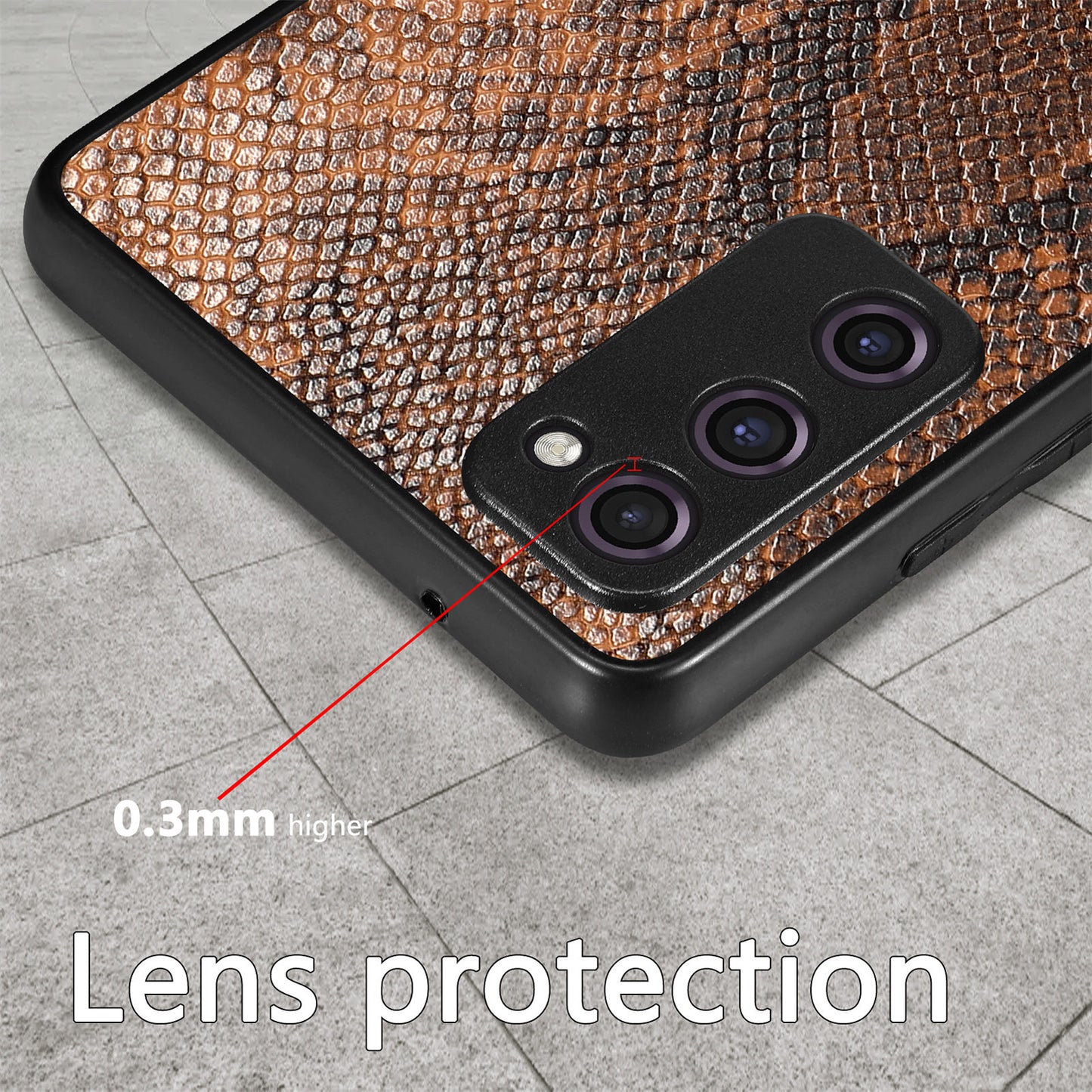 For Samsung Galaxy S20 FE 5G / S20 FE / S20 FE 2022 / S20 Lite Snake Texture Phone Case PU Leather Coated PC + TPU Cover - Yellow