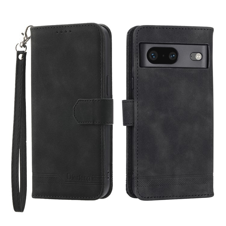 DIERFENG for Google Pixel 7 5G Shockproof Phone Case DF-03 Flip Leather Cell Phone Cover Stand Wallet - Black