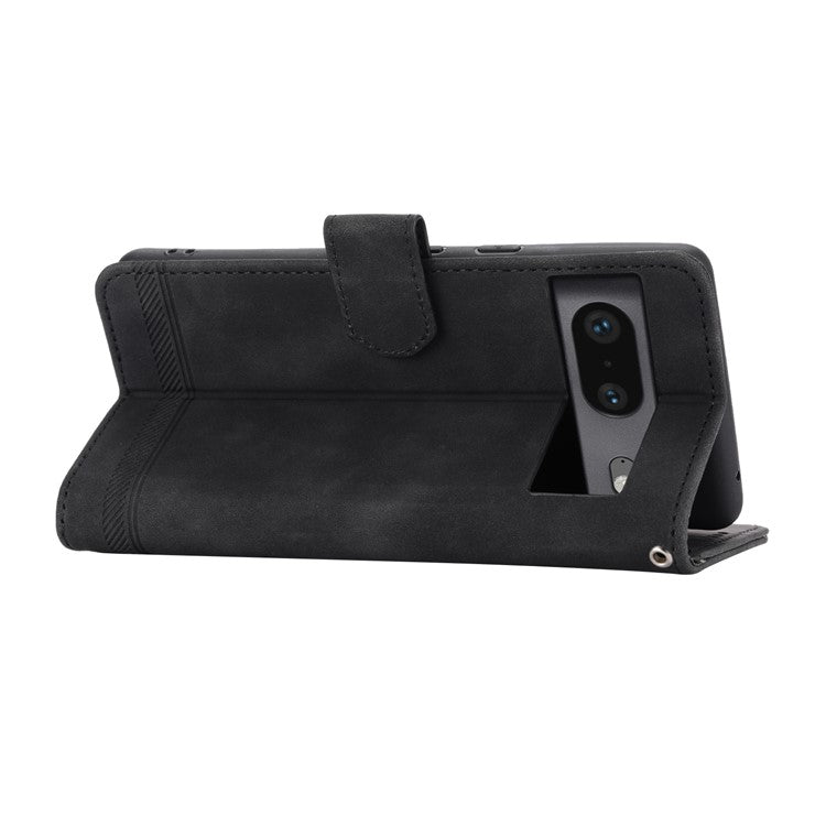 DIERFENG for Google Pixel 7 5G Shockproof Phone Case DF-03 Flip Leather Cell Phone Cover Stand Wallet - Black