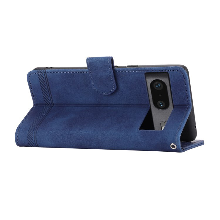 DIERFENG for Google Pixel 7 5G Shockproof Phone Case DF-03 Flip Leather Cell Phone Cover Stand Wallet - Blue