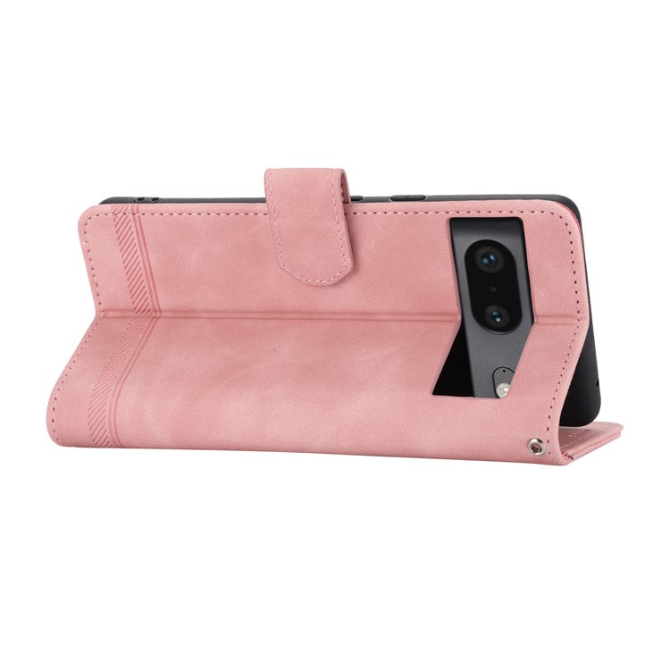 DIERFENG for Google Pixel 7 5G Shockproof Phone Case DF-03 Flip Leather Cell Phone Cover Stand Wallet - Pink