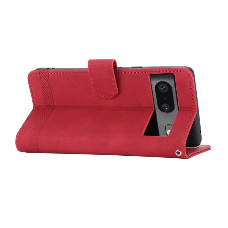 DIERFENG for Google Pixel 7 5G Shockproof Phone Case DF-03 Flip Leather Cell Phone Cover Stand Wallet - Red