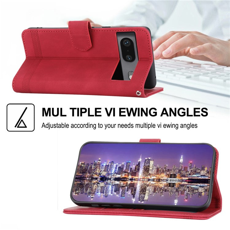 DIERFENG for Google Pixel 7 5G Shockproof Phone Case DF-03 Flip Leather Cell Phone Cover Stand Wallet - Red