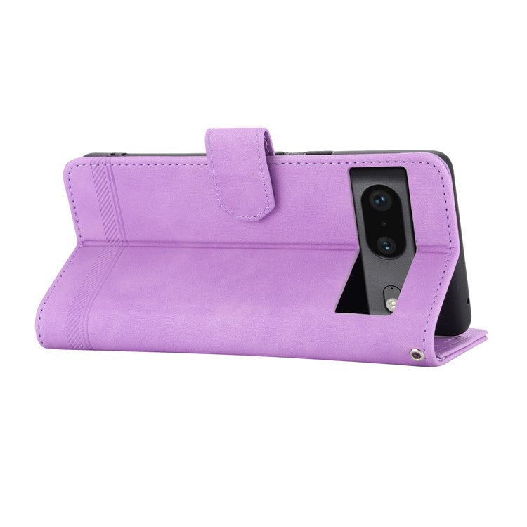 DIERFENG for Google Pixel 7 5G Shockproof Phone Case DF-03 Flip Leather Cell Phone Cover Stand Wallet - Purple