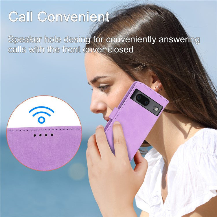 DIERFENG for Google Pixel 7 5G Shockproof Phone Case DF-03 Flip Leather Cell Phone Cover Stand Wallet - Purple