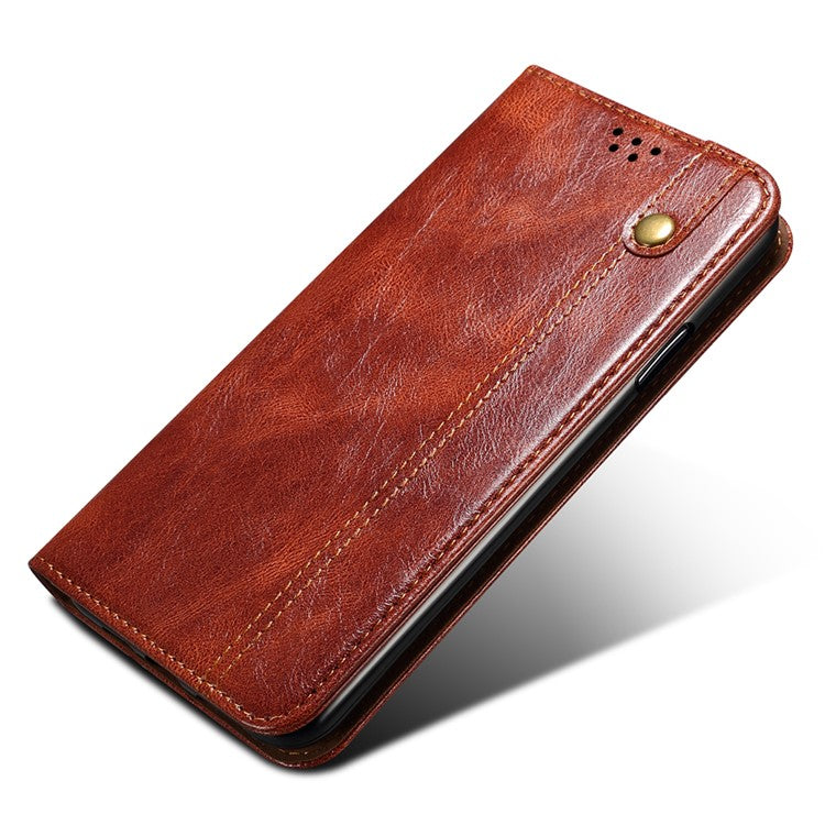 Phone Leather Case for OnePlus 11R 5G / Ace 2 5G , Waxy Crazy Horse Texture Stand Wallet Cell Phone Cover - Brown