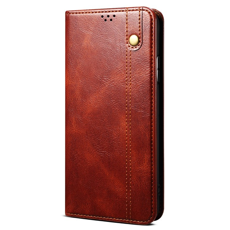 Phone Stand Case for OnePlus 11 5G, PU Leather Waxy Crazy Horse Texture Stand Smartphone Cover - Brown