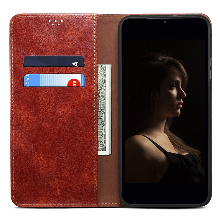 Phone Wallet Case for OnePlus Ace 2 5G / 11R 5G, Waxy Crazy Horse Texture PU Leather Phone Stand Cover - Brown