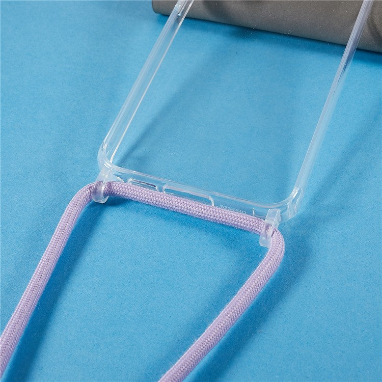 For Samsung Galaxy S23+ Clear Phone Case Long Lanyard TPU+Acrylic Protective Cover - Purple