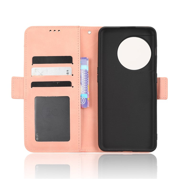 For OnePlus 11 5G PU Leather Shockproof Phone Case Stand Card Holder Magnetic Flip Wallet Cell Phone Cover - Pink