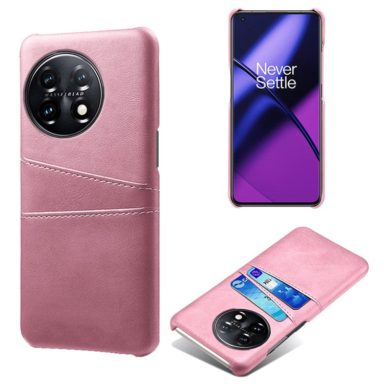 For OnePlus 11 5G Slim Phone Case with Dual Card Slots Shockproof Non-slip Cell Phone Cover - Rose Gold