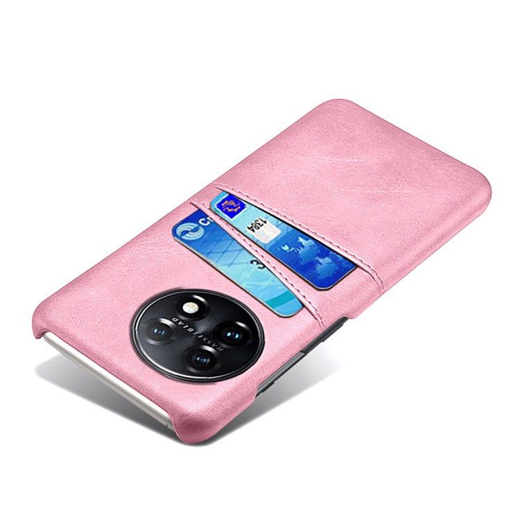 For OnePlus 11 5G Slim Phone Case with Dual Card Slots Shockproof Non-slip Cell Phone Cover - Rose Gold