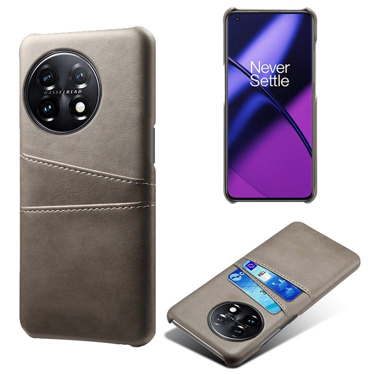 For OnePlus 11 5G Slim Phone Case with Dual Card Slots Shockproof Non-slip Cell Phone Cover - Grey
