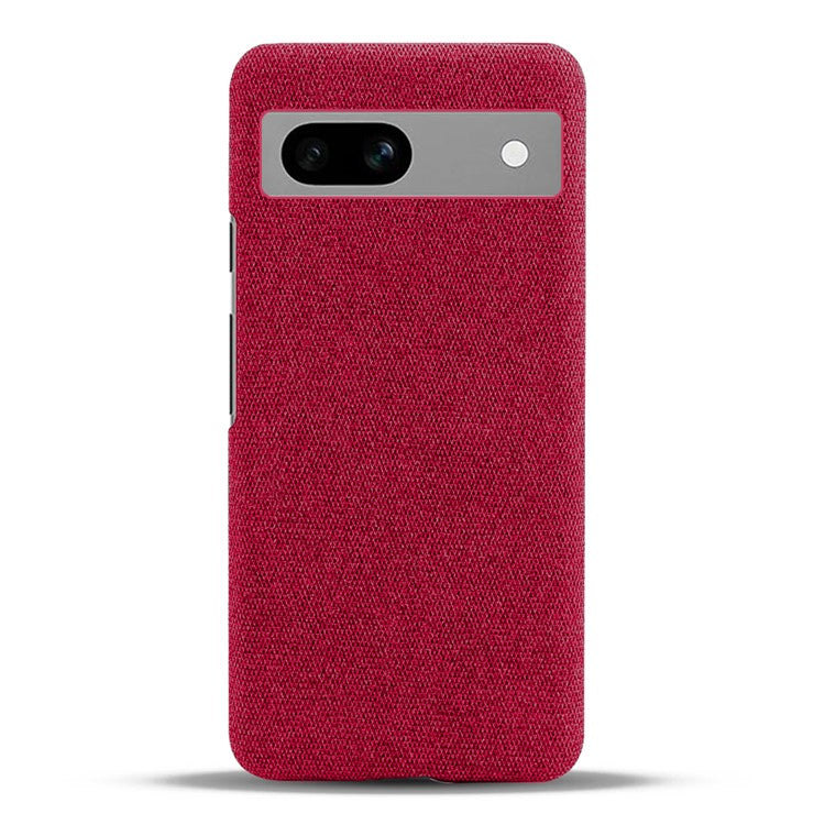 For Google Pixel 7a Non-slip Slim Smartphone Case Solid Color Anti-scratch Hard PC+Cloth Phone Cover - Red