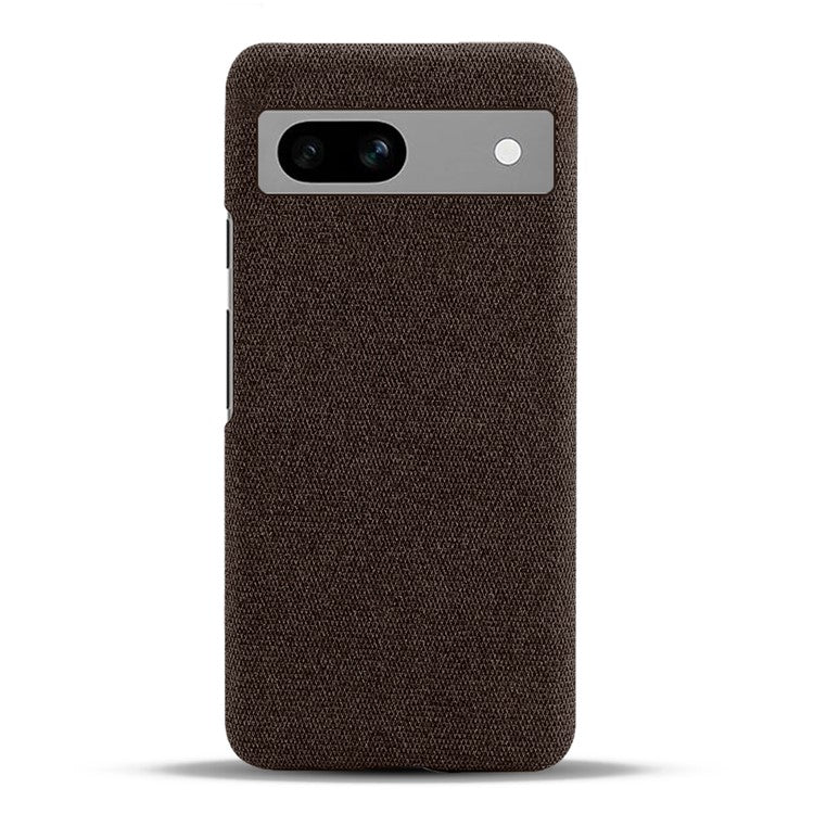 For Google Pixel 7a Non-slip Slim Smartphone Case Solid Color Anti-scratch Hard PC+Cloth Phone Cover - Brown