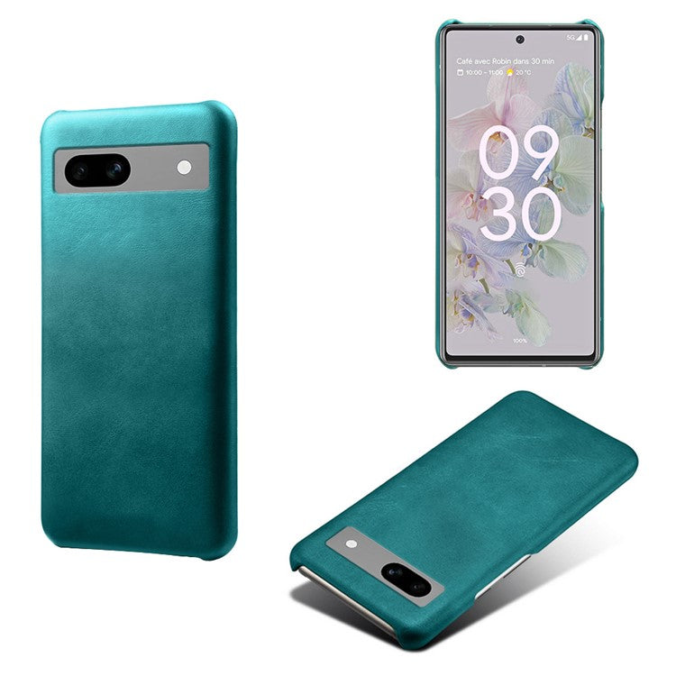 Protective Phone Cover for Google Pixel 7a, PU Leather Coated PC Calf Textured Shockproof Slim Mobile Phone Case - Green