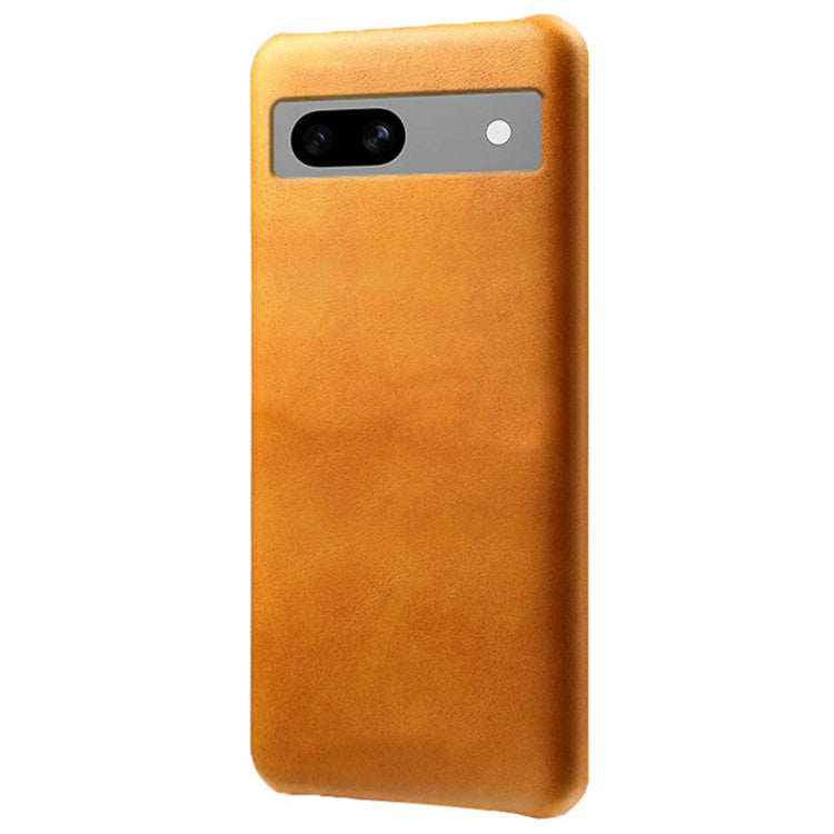 Protective Phone Cover for Google Pixel 7a, PU Leather Coated PC Calf Textured Shockproof Slim Mobile Phone Case - Orange
