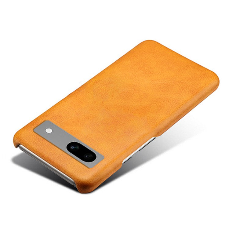 Protective Phone Cover for Google Pixel 7a, PU Leather Coated PC Calf Textured Shockproof Slim Mobile Phone Case - Orange