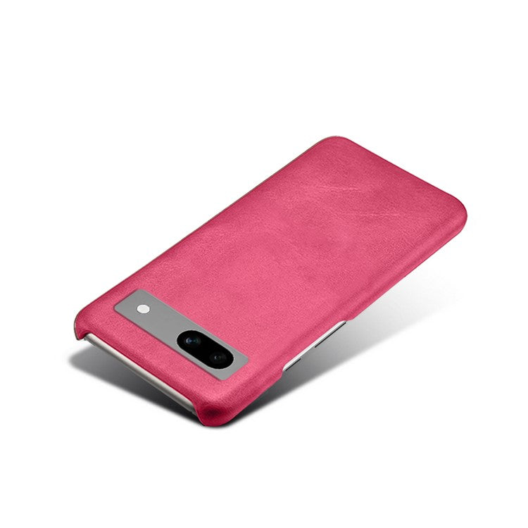 Protective Phone Cover for Google Pixel 7a, PU Leather Coated PC Calf Textured Shockproof Slim Mobile Phone Case - Rose