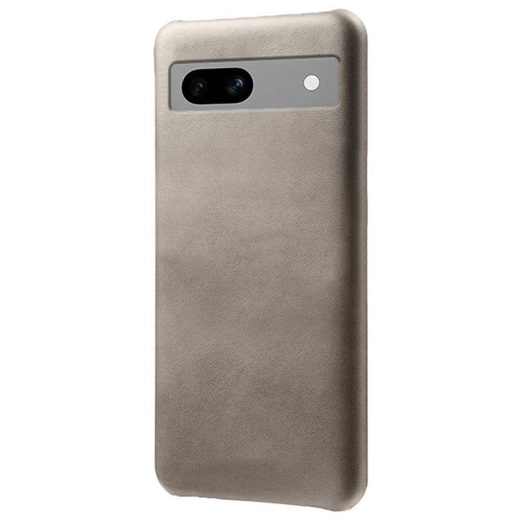 Protective Phone Cover for Google Pixel 7a, PU Leather Coated PC Calf Textured Shockproof Slim Mobile Phone Case - Grey