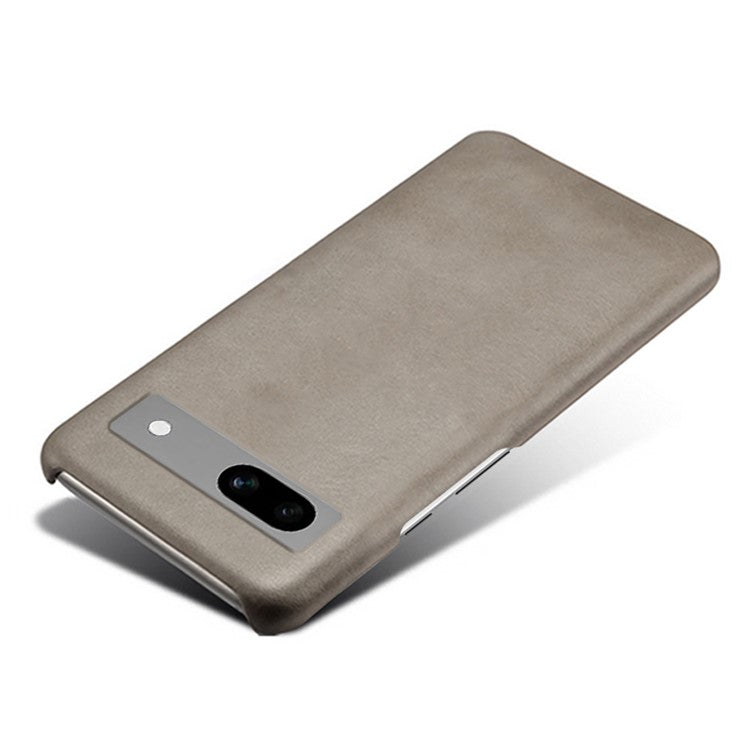 Protective Phone Cover for Google Pixel 7a, PU Leather Coated PC Calf Textured Shockproof Slim Mobile Phone Case - Grey
