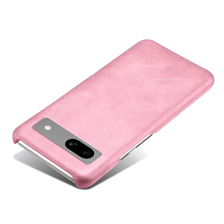 Protective Phone Cover for Google Pixel 7a, PU Leather Coated PC Calf Textured Shockproof Slim Mobile Phone Case - Rose Gold