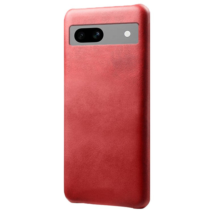 Protective Phone Cover for Google Pixel 7a, PU Leather Coated PC Calf Textured Shockproof Slim Mobile Phone Case - Red