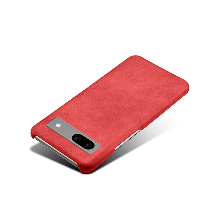Protective Phone Cover for Google Pixel 7a, PU Leather Coated PC Calf Textured Shockproof Slim Mobile Phone Case - Red