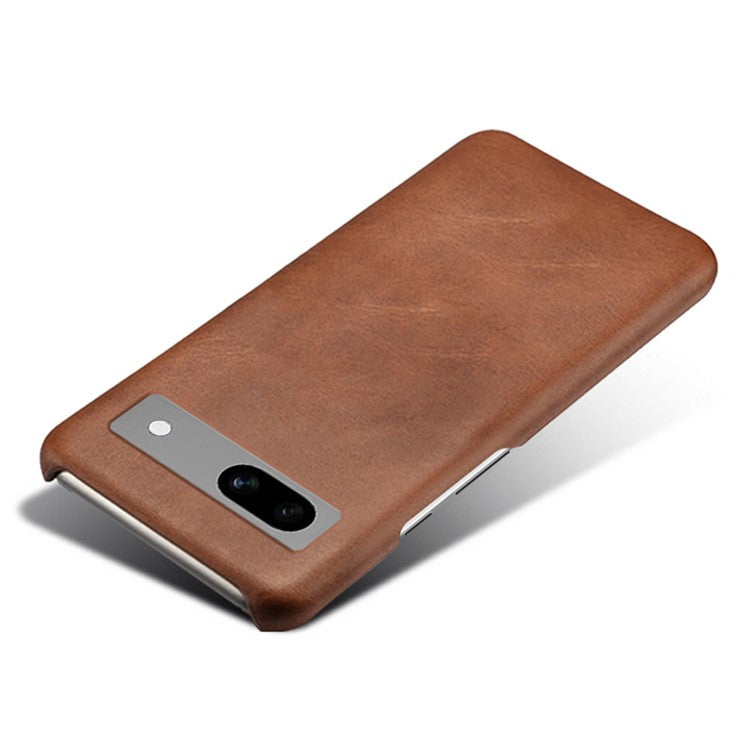 Protective Phone Cover for Google Pixel 7a, PU Leather Coated PC Calf Textured Shockproof Slim Mobile Phone Case - Brown