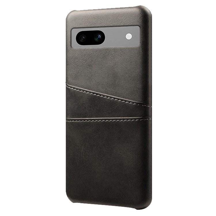 For Google Pixel 7a Mobile Phone Cover Card Holder Plastic + PU Leather Anti-fall Phone Case - Black