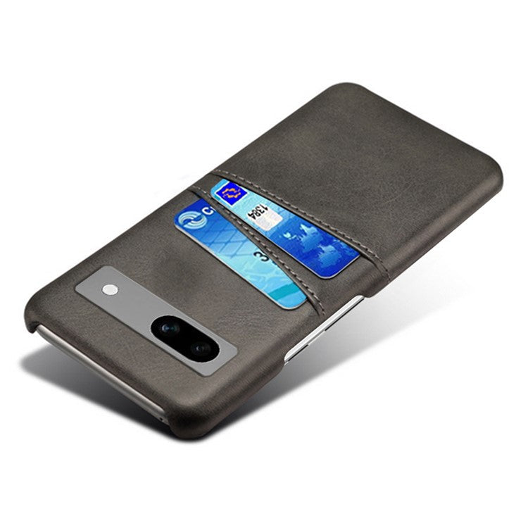 For Google Pixel 7a Mobile Phone Cover Card Holder Plastic + PU Leather Anti-fall Phone Case - Black