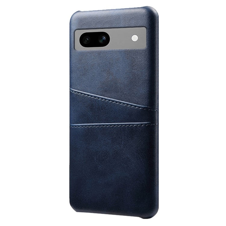 For Google Pixel 7a Mobile Phone Cover Card Holder Plastic + PU Leather Anti-fall Phone Case - Blue