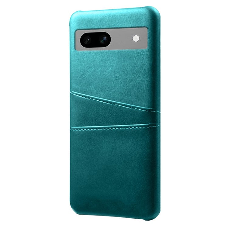 For Google Pixel 7a Mobile Phone Cover Card Holder Plastic + PU Leather Anti-fall Phone Case - Green