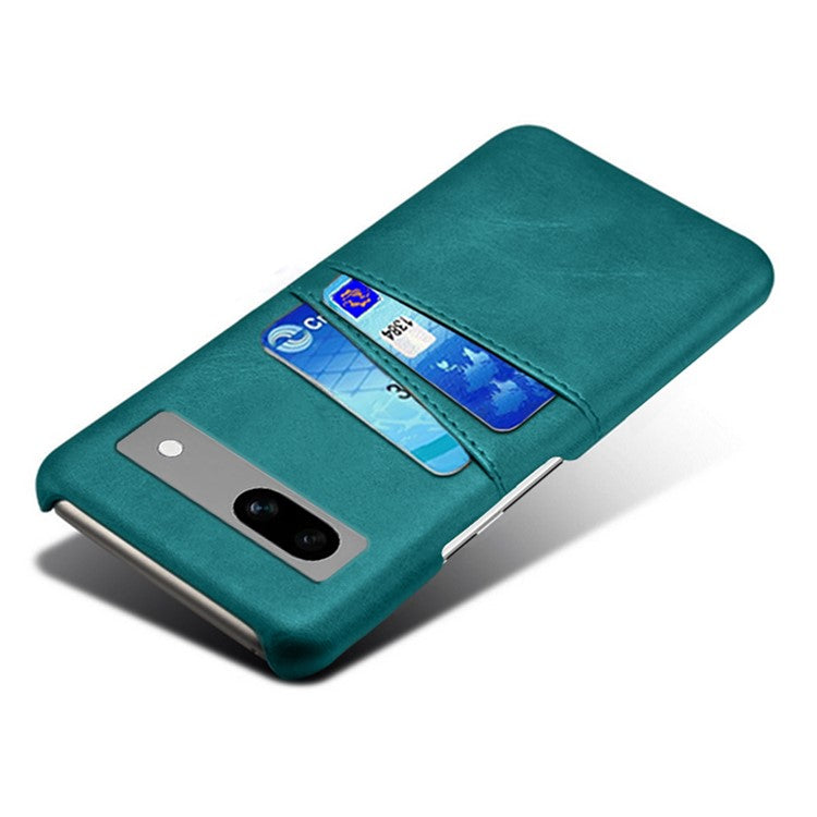 For Google Pixel 7a Mobile Phone Cover Card Holder Plastic + PU Leather Anti-fall Phone Case - Green