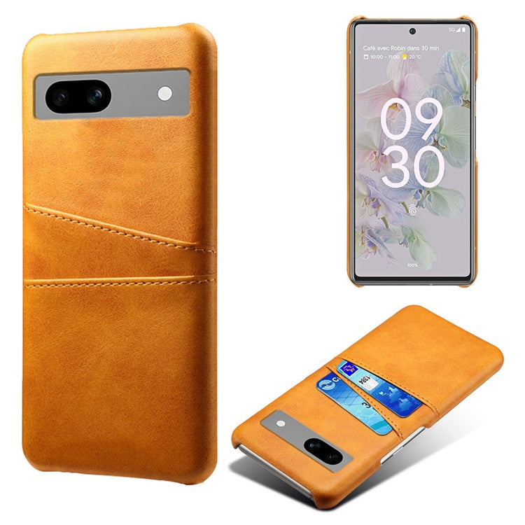 For Google Pixel 7a Mobile Phone Cover Card Holder Plastic + PU Leather Anti-fall Phone Case - Orange