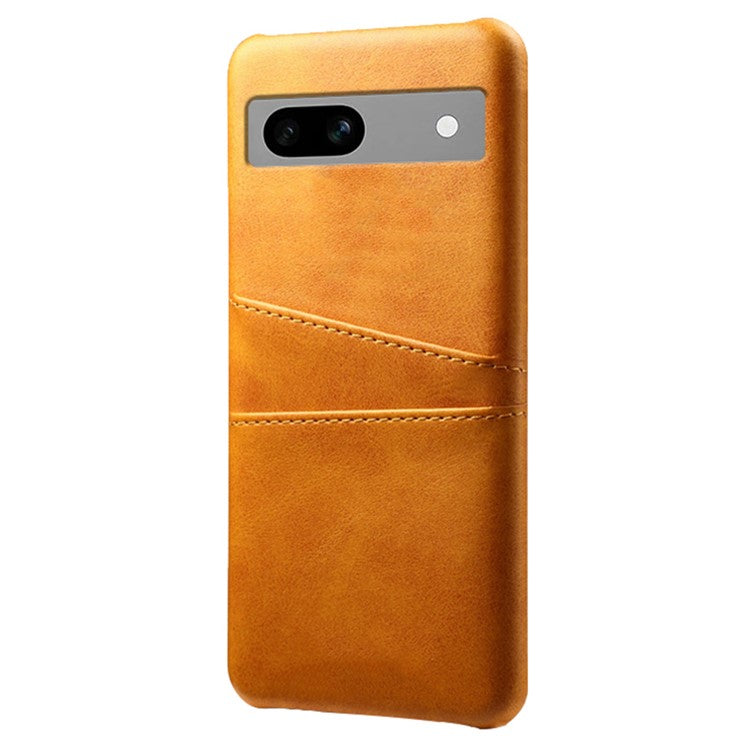 For Google Pixel 7a Mobile Phone Cover Card Holder Plastic + PU Leather Anti-fall Phone Case - Orange