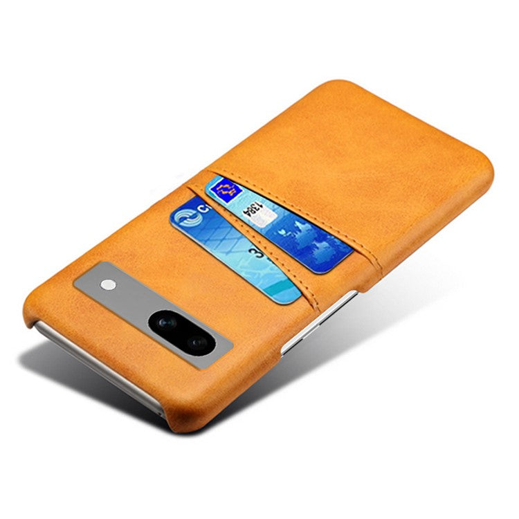 For Google Pixel 7a Mobile Phone Cover Card Holder Plastic + PU Leather Anti-fall Phone Case - Orange